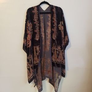 Anthropologie Floral Velvet Kimono